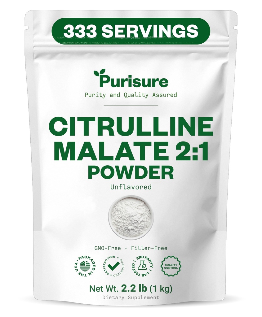 Prizūra L Citrulline Malate 2:1 Pulveris, 1 kg, Papildinājums un nitrāts stipruma veiktspēju un enerģiju, Pre-Workout L Arginine L Citrulline papildinājums Pulveris, 334 Servē
