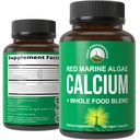 Augu bāzes kalcija - Red Marine Algae kalcija papildinājums ar vitamīnu C, D3, K, Magnijs, un visu pārtikas augu Blend. Vegan kapsulas kauliem un locītavām. Tabletes