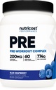 Nutricost Pre-Workout Complex pulveris (60 Servē, Blue Avenes) - Pirms-Workout Papildinājums ar Beta-Alanine, Taurīns un aminoskābes