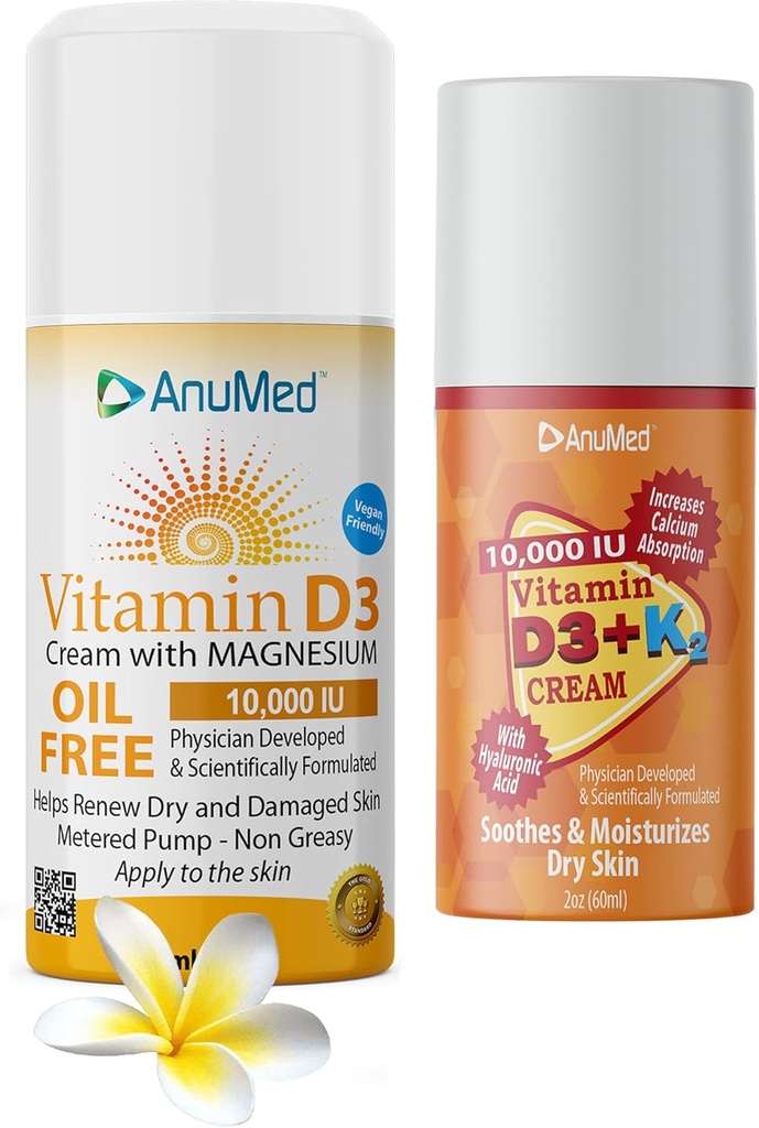 (D3 ar K2 10 000 SV Travel Size 2oz) Spēcīgas sastāvdaļas ar hialuronskābi, magniju, E vitamīnu, cinku, B3 vitamīnu.