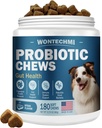 Probiotikas suņiem, Uzlabot niezošas ādas niezošas ausis, Gut Veselība, Rauga līdzsvars, Alerģijas, Immunitāte, Suņu probiotikas un gremošanas enzīmi ar prebiotikām, Samazināt Caureju (180 Chews, Steak)