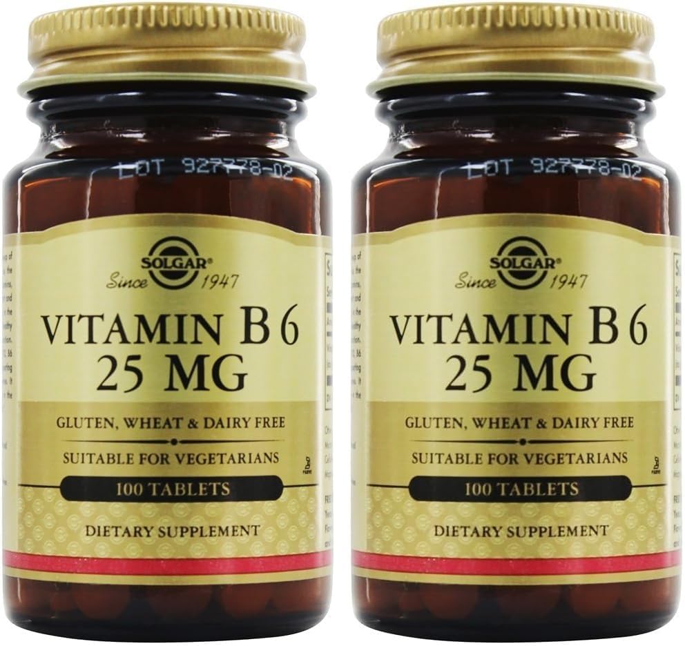 SOLGAR vitamīns B6 25 Mg, 100 tabletes, 100 tabletes (iepakojums pa 24)