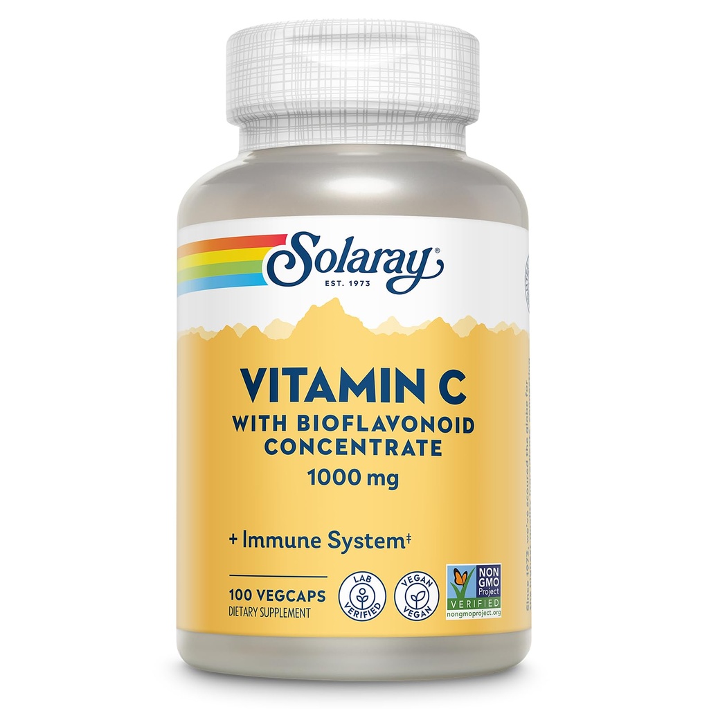 Solaray C papildinājums ar Rose Hips, Acerola, Bioflavonoids, 1000mg, 100 Skaits