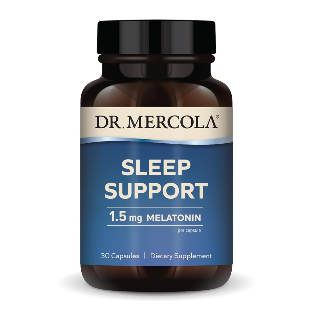 Dr. Mercola Miega Support with Melatonin, 1.5mg Melatonin Per Serving, 30 Servings (30 Kapsulas), Diētiskās Papildinājums, Atbalsta Veselīgs Miega un garīgo Focus, Ne-ĢMO