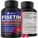 Fizetīns Papildinājums - Liposomālā Super Absorbcija 98% Pure 1200mg ar Quercetin, Resveratrol, Zaļās tējas ekstrakts veselīgai novecošanai un ilgizturībai, ādas veselība, smadzenes un antioksidants - 60 Softgels