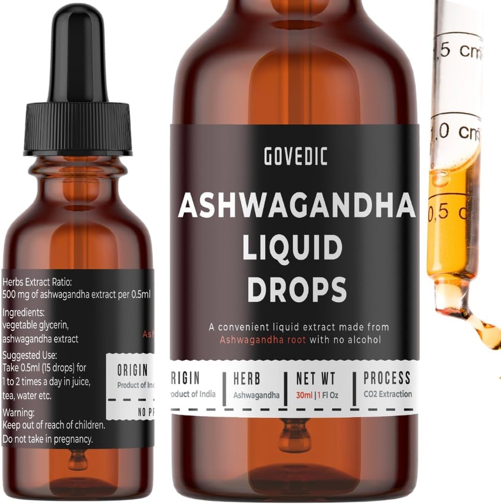 Ashwagandha šķidrs pilieni Koncentrēts 1 Fl Oz 30ml 