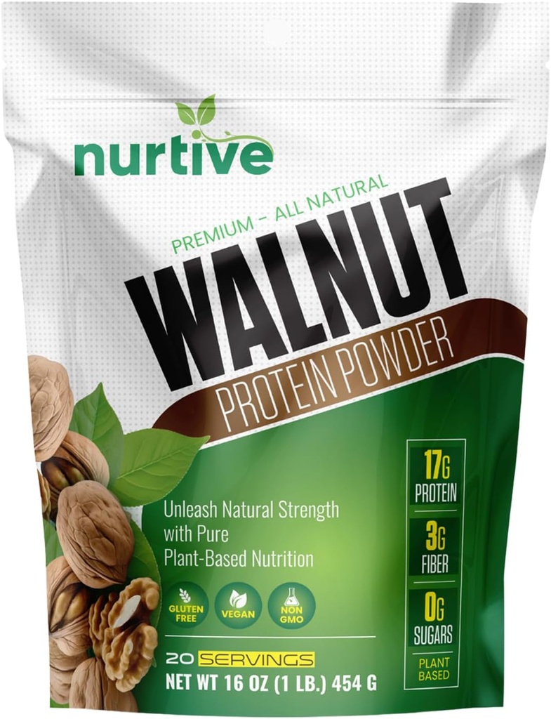Valriekstu proteīna pulveris - bagāts ar Omega-3 un augu proteīna - antioksidants Boost - ideāli piemērots gludumiem un cepšanai - bez lipekļa, vegan, ne ĢMO - 20 Kalpo (16 oz / 454 g)