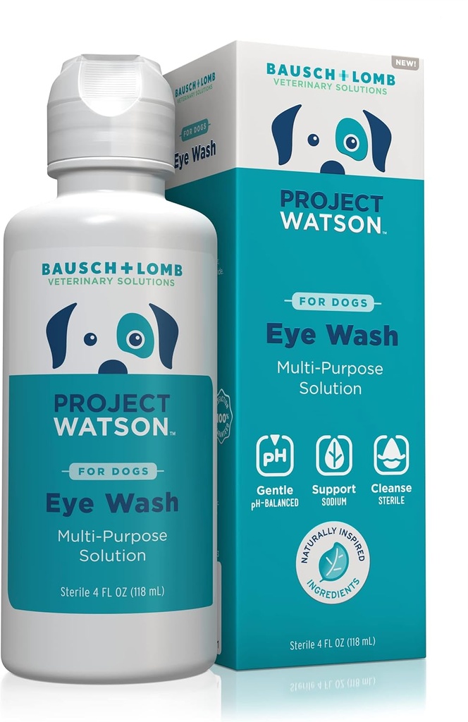 Project Watson acu mazgāšana suņiem, palīdzēt noņemt Tear Stains & Atbalsts Acu veselība, Maiga pH līdzsvarota formula, lai palīdzētu samazināt infekcijas risku, Smaržvielas bezmaksas, 4 Fl Oz