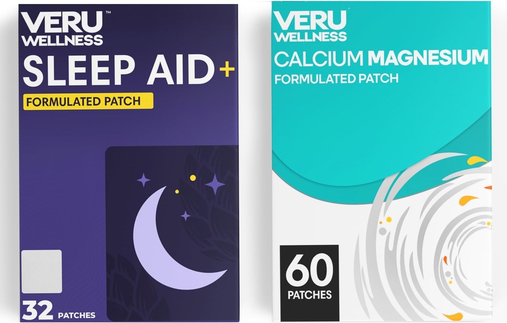 Veru Wellness Duo Dzīvesveids Patches - Melatonīns, Magnijs - Self Adhesive Time Release Topical Patch, 8-10 stundas (32 dienu piegādes)