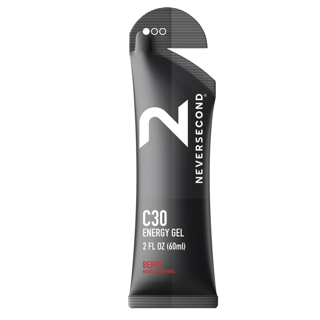 Never second C30 Energy Gel, Performance Nutrition & Hydration, Never2 Energy Gel Ultra Triathlons, Cycling & Marathons (Berry Flavor, 12 Count Pack)