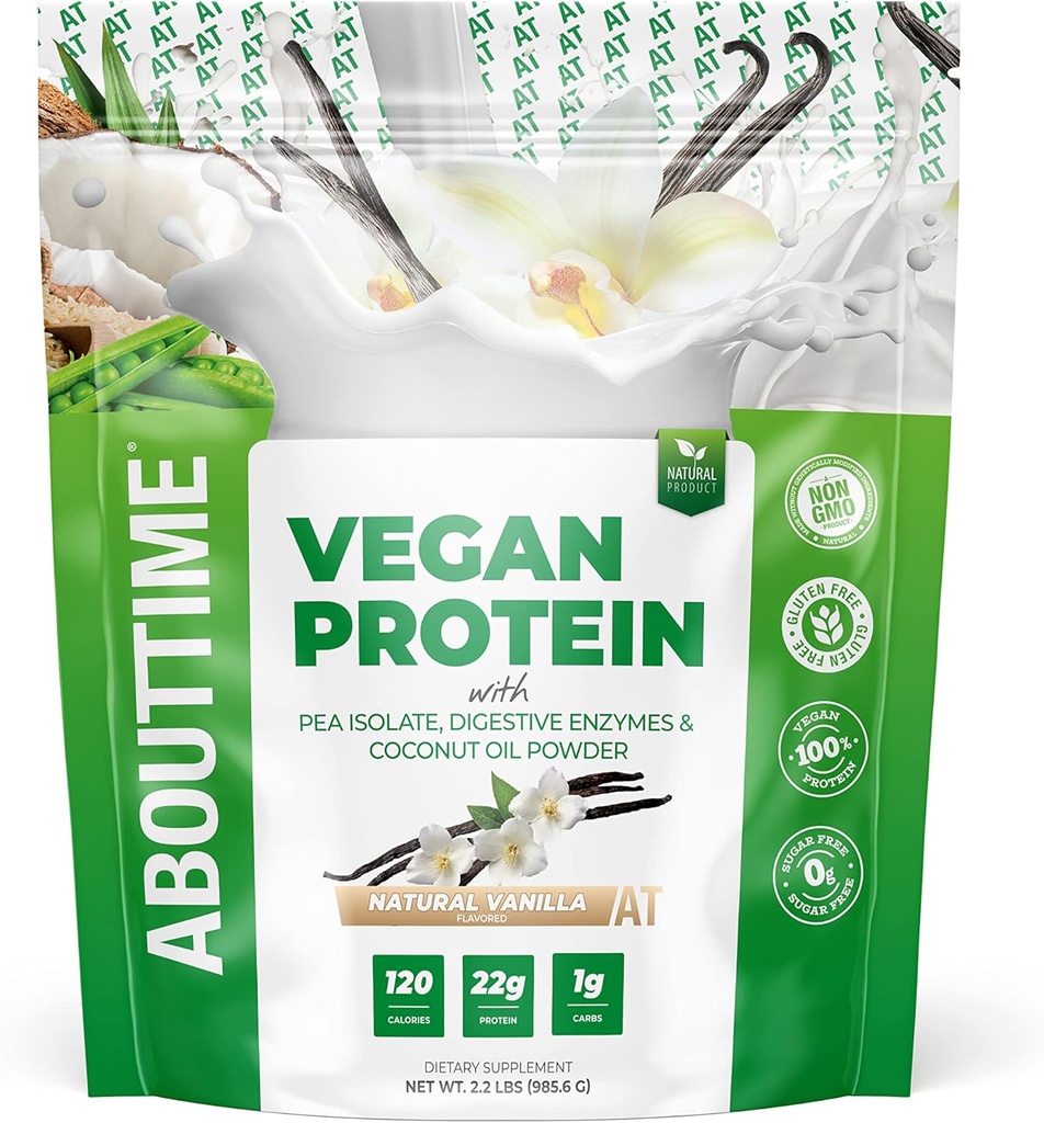 Par laiku Vegan Olbaltumvielu pulveris 22g Vanilla, Dabas sastāvdaļas, ne-GMO, augu bāzes, bez lipekļa, bez sojas, bez piena, 32 Servē