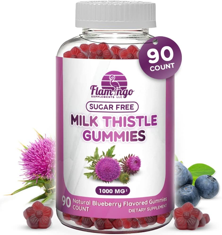 Piena dadzis Gumies- Protams uzliesmojošs, bez cukura Piena Thistle 1000mg ekstrakts – aknu detox, Atbalsts, Atjaunot tīrīšanu. Garšīga alternatīva piena dadzis kapsulas, Power, vai tēja - 90 Skaits