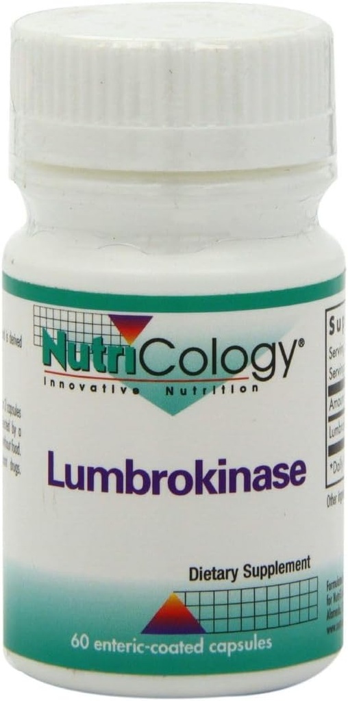 Nutricology Lumbrokināzes papildinājums - asinsrites sistēmas atbalsts, atbalsta asins cirkulāciju jau normālā diapazonā - 60 Aizkavētas atbrīvošanas Veģetārās kapsulas