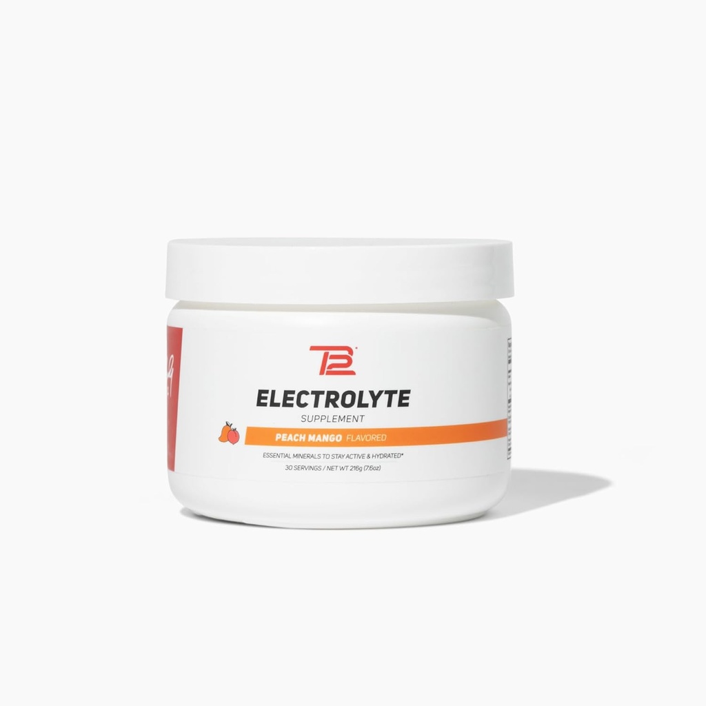 TB12 Elektrolītu pulveris Persach Mango – Minerāls Rich Elektrolītu Pulveris ātrai hidrācijai ar Tom Brady - Dabīgs, zems cukurs, Vegan, bez lipekļa, viegli sajaucami - 30 Kalpojumi (1 jar)