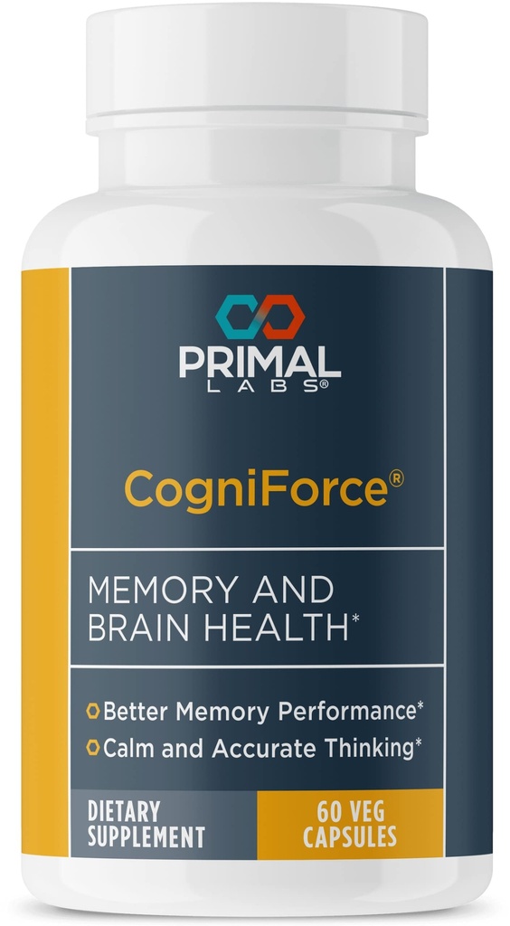 Primal Health CogniForce - Atmiņas un smadzeņu veselība - Acetyl L-karnitīns Formula - Labāka kognitīvā Veiktspēja - Skaidrība + Focus + Labāka Atcerēties + Calm Domāšana - Diētiskā Papildinājums - 60 Kapsulas