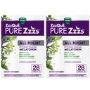 ZzzQuil Pure Zzzs visa nakts pagarināta izlaišana, melatonīna tabletes miega palīglīdzeklī, palīdz Jums palikt miegam ilgāk pieaugušajiem, 2 mg tabletē, 56 tabletes kopā (2 iepakojumi pa 28)