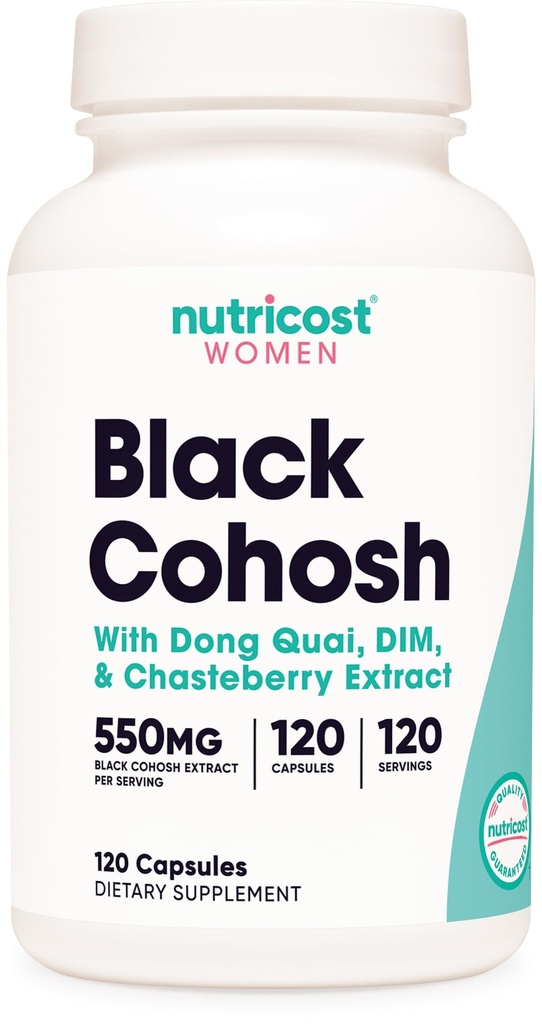 Nutricost Black Cohosh sievietēm 660mg, 120 Kapsulas - ar Don Quai, DIM, un Chaste Berry, Veggie Caps, ne-GMO, bez lipekļa