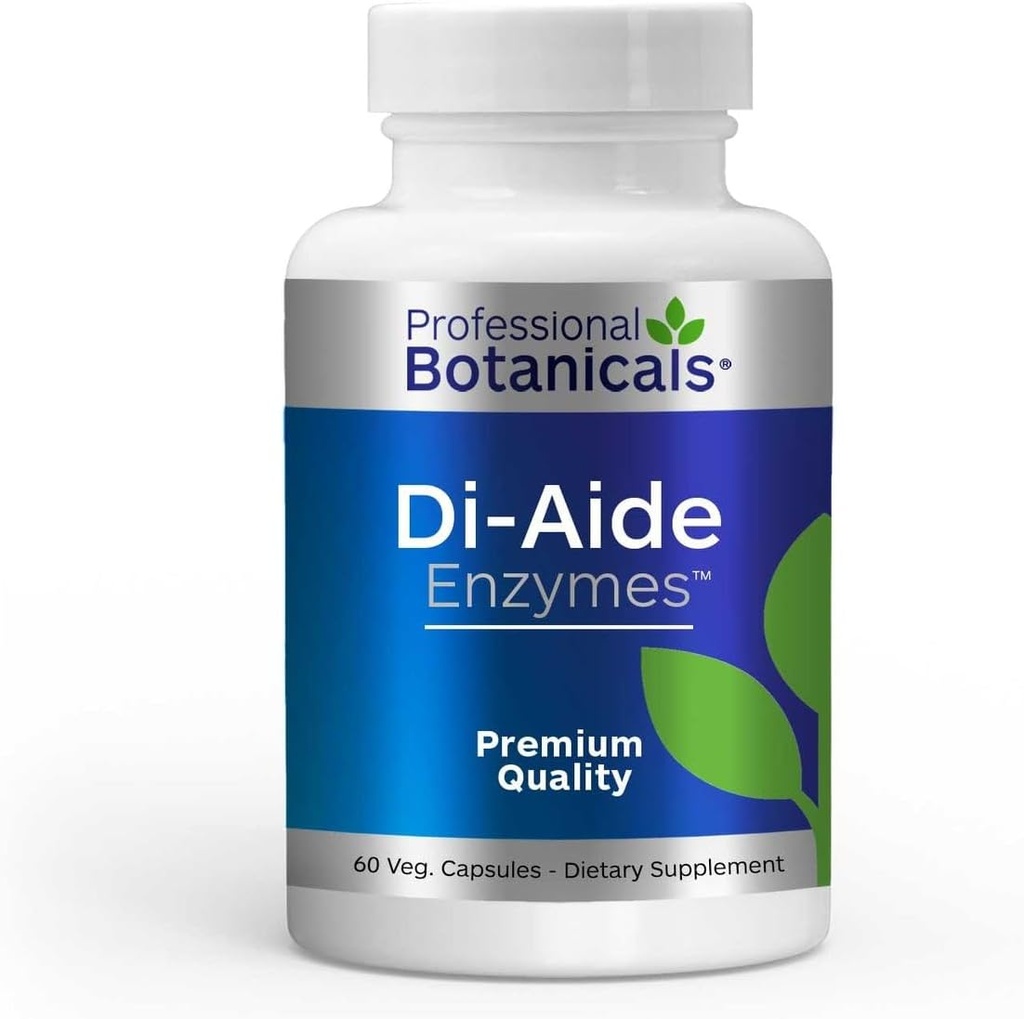 Profesionālie botāniķi DI-AIDE enzīmi Advanced Digestive Support, Relieves Bloating & Ingressions, Dabiskās sastāvdaļas, Vegan & Non-GMO – 120 kapsulas