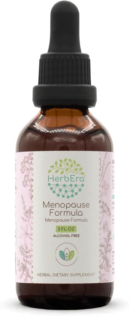 HerbEra Menopause Formula B60 Alkohola-free ekstrakts Tincture, Koncentrēti šķidrumi pilieni dabas Vitex Berry, lakrica saknes, māteswort, Dong Quai Saknes, Bērda saknes, Black Cohosh Saknes. 2 Fl Oz