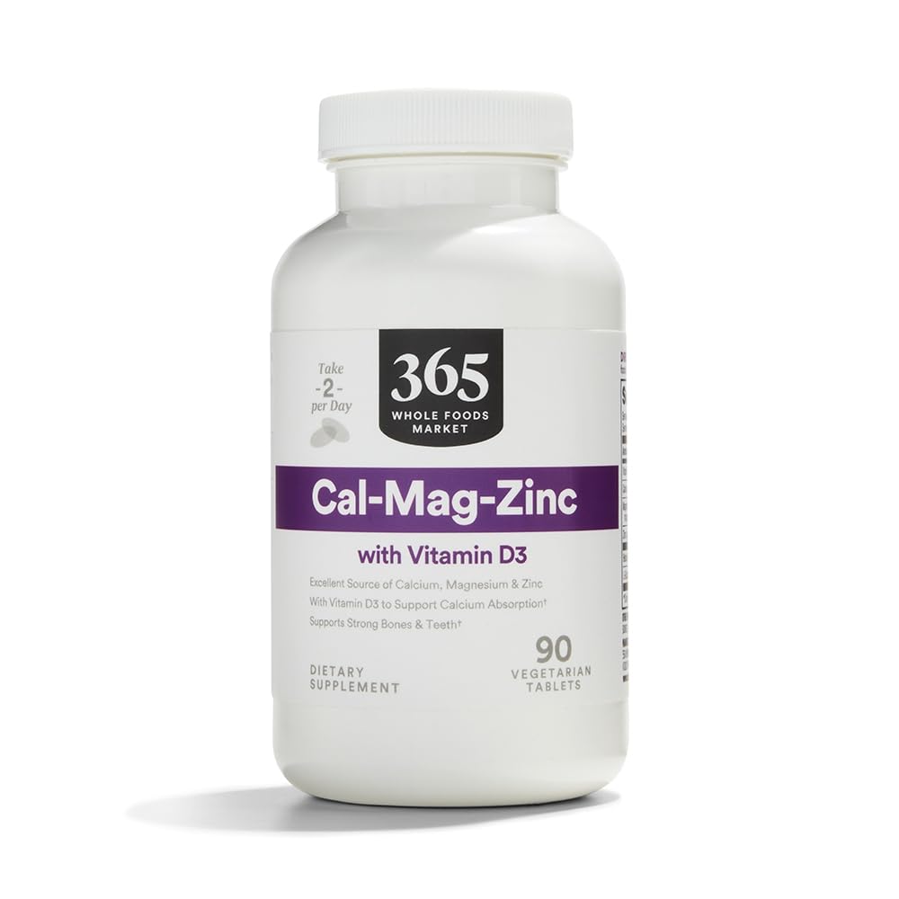 365 pēc Visa pārtikas tirgus, Cal-Mag-Zinc ar vitamīnu D3, Veģetārietis, 90 grāfs