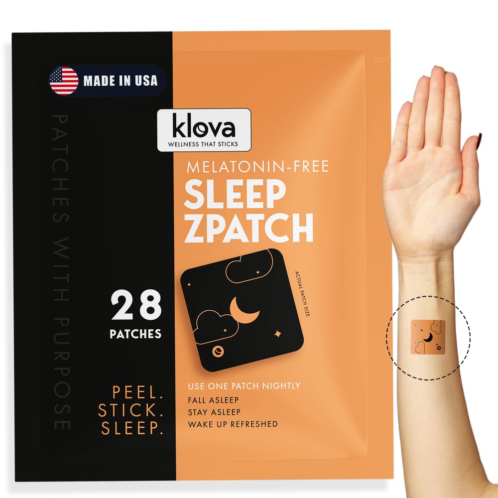 Klova Melatonīna-bezmiegs Patches pieaugušajiem ) Dabīgs Miega Pabalsts ar Ashwagandha, Valerian, GABA & L-Teanine ) Fall Asleep Ātrāk, Stay Asleep Ilgāk & Wake Atsvaidzināts ) 28 Patches