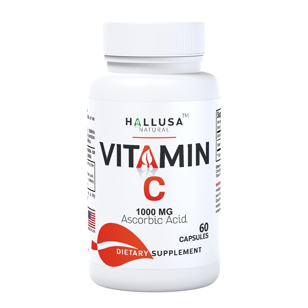 Hallusa Dabīgais C vitamīns – Antioksidants un imūnsupports – 60 kapsulas – 60 dienas