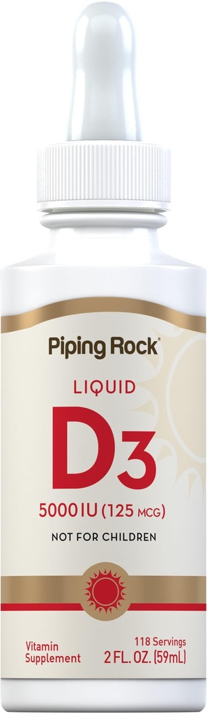 Piping rock vitamīns D3 Šķidrs 5000 SV (125 μg) • 2 oz 