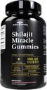 Medicīnas brīnumi Shilajit Gumies - 1000mg Pure Himalayan Extract w/Fulvic Acid, Vegan, bezcukura, augstas potences. Enerģija un imunitāte Atbalsts ar vairāk nekā 84 minerālvielām. 60 Delicious Gumies