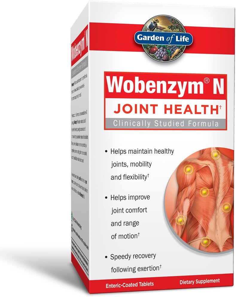 Garden of Life locītavu papildinājums vīriešiem un sievietēm - Wobenzym N sistēmiskie enzīmi, klīniski pētīta formula veselīgas locītavas, mobilitāte, elastīgums, pēcekspozīcijas atveseļošanās, bez lipekļa, 800 tabletes