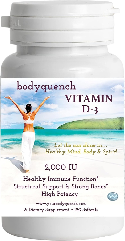 Vitamīns D-3 - augsts potences - veicina veselīgu imūnās funkcijas, strukturālo atbalstu un spēcīgu kaulu, 2000 SV uz apkalpo – 120 softgels