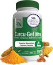 Veselības Thru Nutrition Curcu-Gel 650mg BCM-95® CurcuGreen Kurkumīns - Augsta Absorbcija -- Veselīga iekaisuma reakcija - klīniski pētīts -- 3 Partiju pārbaudīts - Ne-GMO (180 iepakojums)