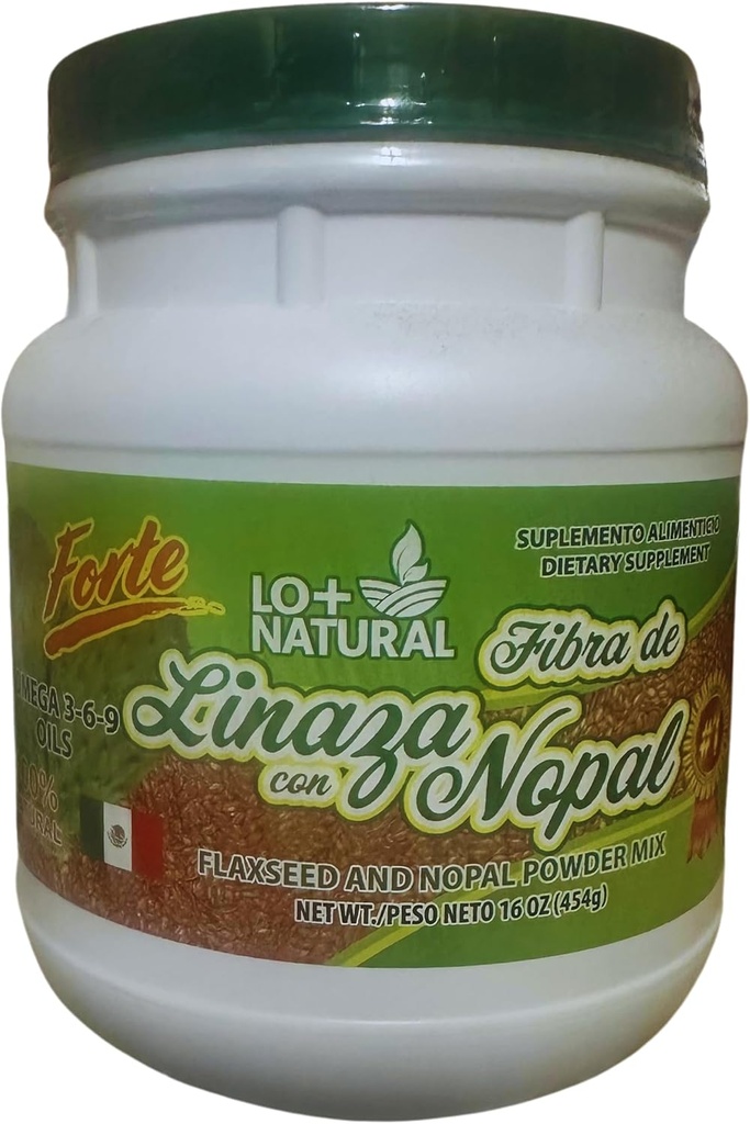 Linaza con Nopal Forte (1LB) 100% Dabīgs Blend of Ground Linaza - Nopal Cactus pulveris Mix Ļoti efektīvs Linsēklu un Nopal pulvera Mix 16oz Diētiskā papildinājums