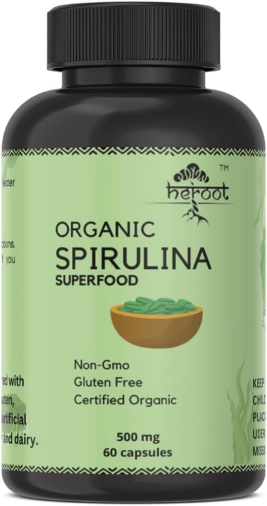 Organic Spirulina Protein Pulveris Kapsulas - Vitamīni un minerālvielas enerģijai - Veģetārs, bez lipekļa 100% Pure Superfood optimālai veselībai (120 kapsulas)