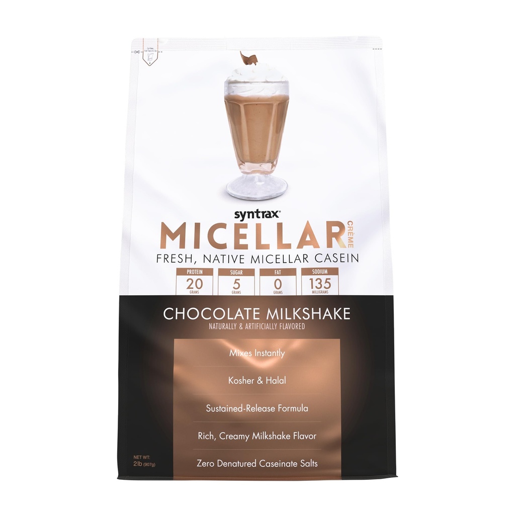 Syntrax Nutrition Micellar Creme, svaiga, dzimtā Micellar Casein, Chocolate Milkshake, 2 lb