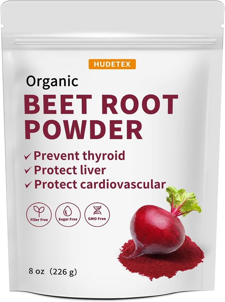 Hudetex biešu pulveris Organisks, 8oz, Sasalstošs, Sasalstoši uztur aknu funkcijas un ķermeņa enerģija, saglabāt jauniešu, Rich B12 vitamīna, dzelzs, Folijskābe - ne-GMO, Vegan