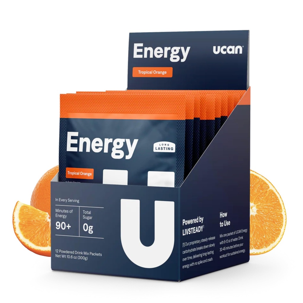UCAN enerģijas pulveris, Tropu apelsīns, Keto, bezcukura pre & post Workout vīriešiem un sievietēm, ne-GMO, Vegan, bezglutēna, Great Runners, Gym-Goers un augstas veiktspējas sportisti (12 Kalpo, 25g)