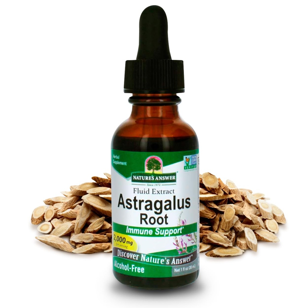 Dabas atbilde Astragalus Saknes Alkohola bez augu izcelsmes papildinājums 1 Ziede ( 2 Pack ) ; Imūnās atbalsts ; veicina sirds un asinsvadu veselību ; Dabas Stress Reliver