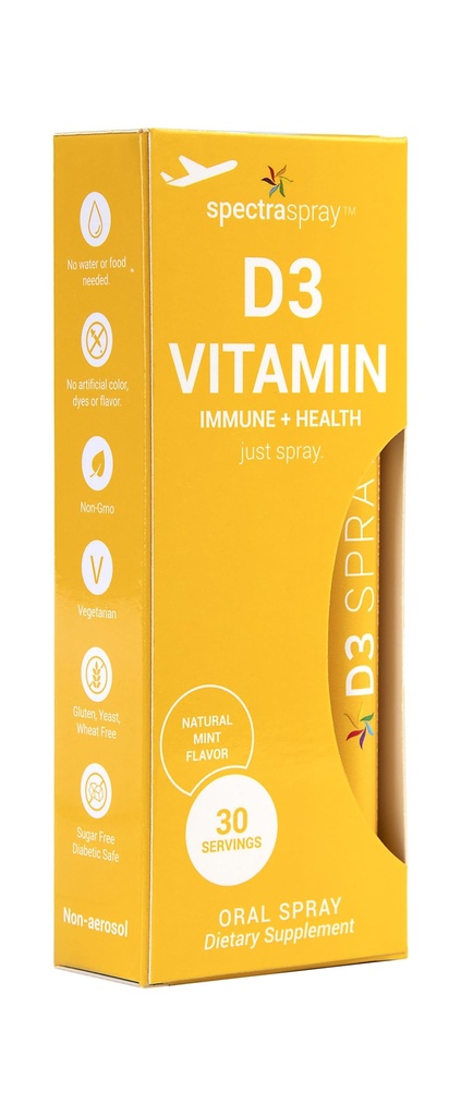 Spectraspray D3 vitamīna uzsmidzināmie vitamīni - dabīgs un efektīvs šķīdums iekšķīgai lietošanai 5000IU D3 vitamīna, 30 dienu iepakojums