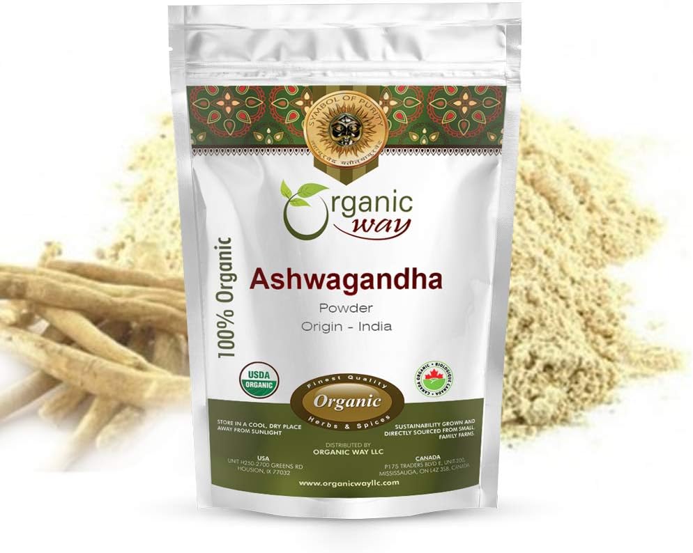 Organiskais ceļš Premium Ashwagandha Saknes pulveris (Wiania somnifera) - Organic & Kosher Sertificēts - Vegāns - bez ĢMO un glutēna -- USDA Sertificēts izcelsme - Indija -- 1/4 Lb (4 Oz)
