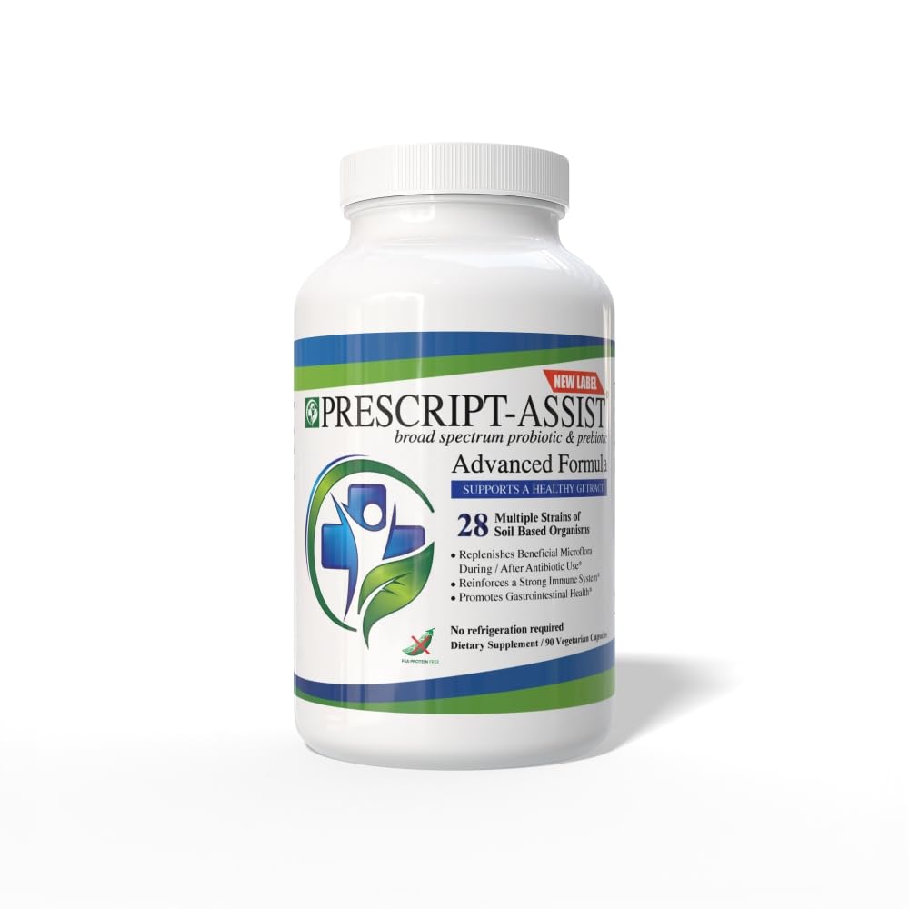 Prescript-assist Prescipt-assist Prebiotikas & probiotikas gremošanas un imūnās veselības. 28 Celmi Augsnes bāzes Microflora - Vegan, Atbalsta Muskuļu Recovery & Gut Health, 90 Kapsulas