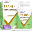 Ultra Tīrība Trans-Resveratrol 1100mg, 3-in-1 Advanced Formula Organic Resveratrol Papildinājums, Max Antioksidants, Anti-Aging, Ādas veselība, lmmune & Energy, 1 iepakojums