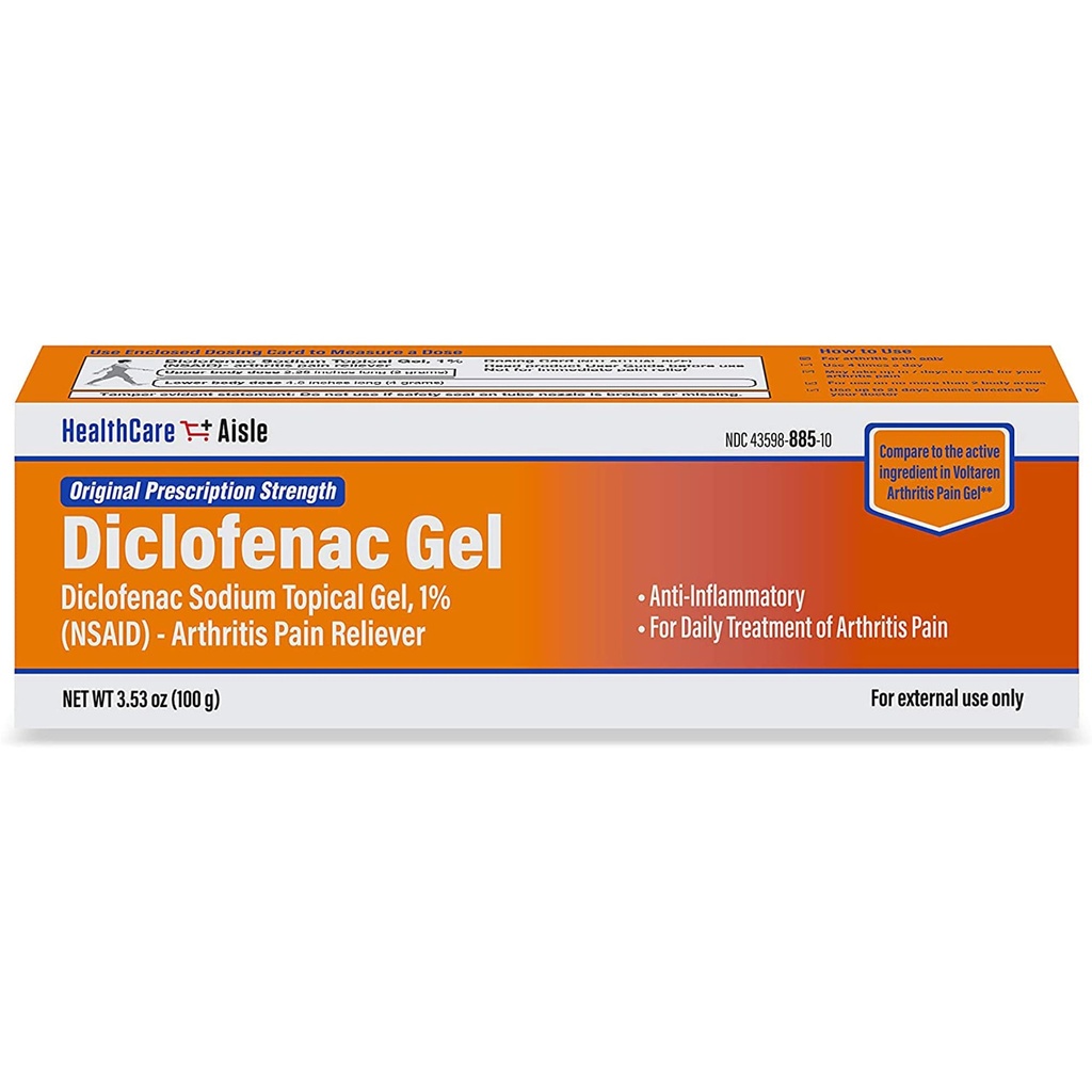 HealthCareAisle Diklofenaks Gels, 1%, artrīts Sāpes atvieglojums - 100 g caurule - Original Recepte Stiprums (NPL)