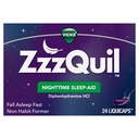 Vicks ZzzQuil, Nakts miega palīglīdzeklis LiquiCaps, 25 mg Difenhidramīna HCl, Nr. 1 Sleep-Aid zīmols, ne-Habit Forming, Fall Asleep Fast, 24 Skaits