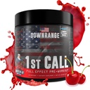 DownRange 1st Call pirms treniņa pulveris, pirms treniņa vīriešiem un sievietēm, aminoskābe Beta Alanine, kofeīns un vairāk sūknis, enerģija un fokusa atbalsts, 30 Kalpotāji (Cherry Punch)