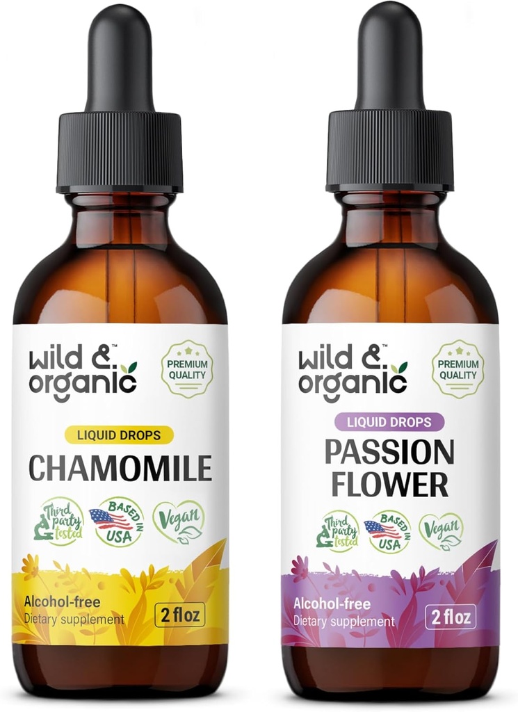 Savvaļas un organiskās kumelītes Tincture 2 fl oz & Passionflower Tincture 2 fl oz