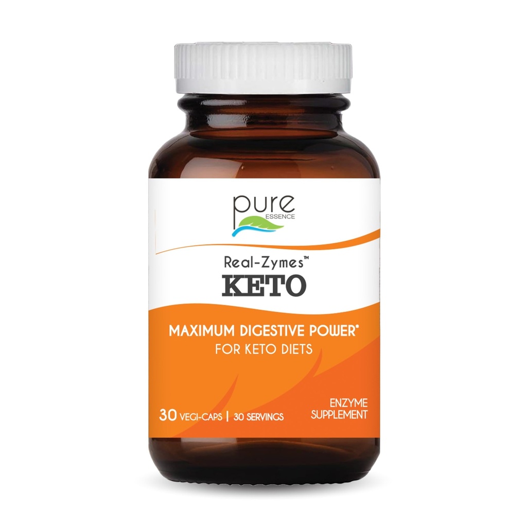 Real-ZymesTM KETO Gremošanas enzīmu papildinājums ar probiotikām labākai gremošanas uzlabošanai - dabas atbalsts, lai atvieglotu uzpūšanos, gāzi, balināšanu, caureju, aizcietējumu, IBS u.c. - 30 Caps