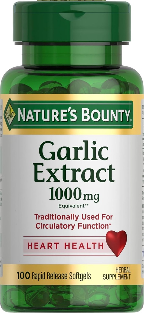 Dabas Bounty ķiploku ekstrakts, augu papildinājums, atbalsta asinsrites funkcija, 1000mg, 100 Rapid Release Softgels