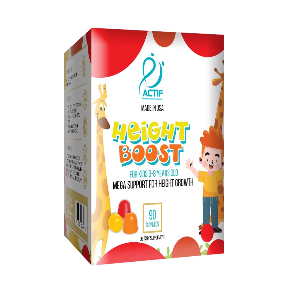 Actif Augstums Boost Mega Atbalsts bērniem 3-8 gadus vecs, Augstuma pieaugums ar 10+ faktori, 60 Gumijas, zemeņu Flavor, Get Tall Fast Formula