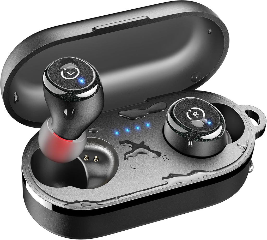 TOZO T10 bezvadu austiņas Bluetooth 5. 3 Austiņas, App Pielāgot EQ, Ergonomic Design, 55H Playtime, Wireless Charging Case, IPX8 Waterproof Sound in-Ear Headset, 2025 Jaunā versija