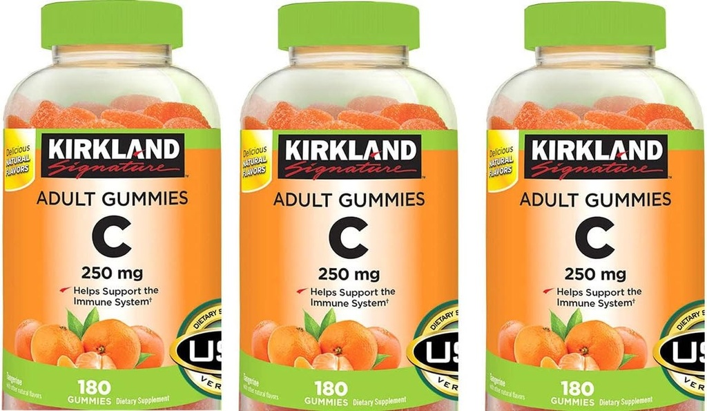 Kirkland Signature C vitamīns Pieaugušajiem Gumies 250 mg, 180 Grāfs (3. iepakojums)